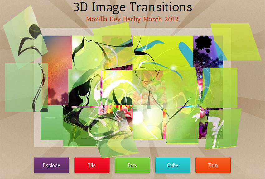 html5圖片切換jquery css3 Transitions屬性制作超酷的3D圖片切換